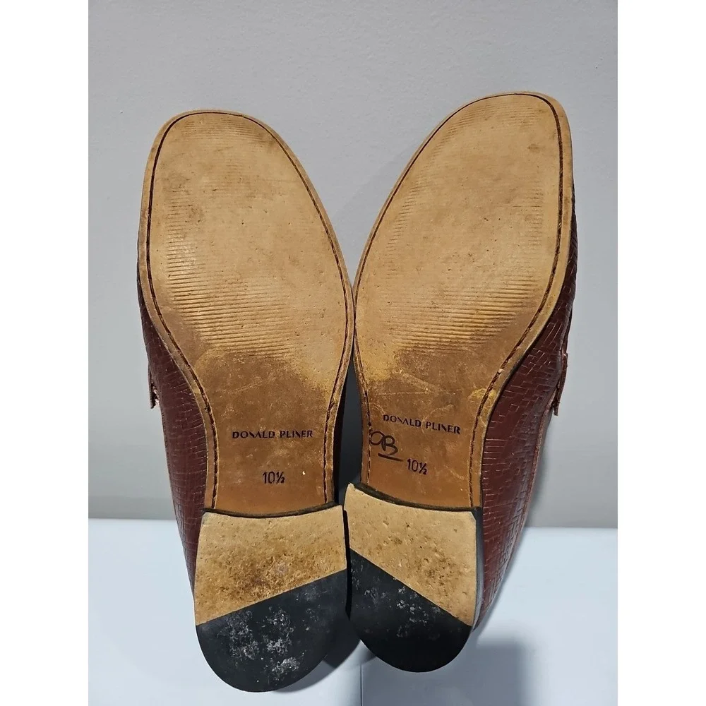 Donald Pliner Donnie Men's Penny Loafers‎ 10.5M Brown Leather Driving Moccasins